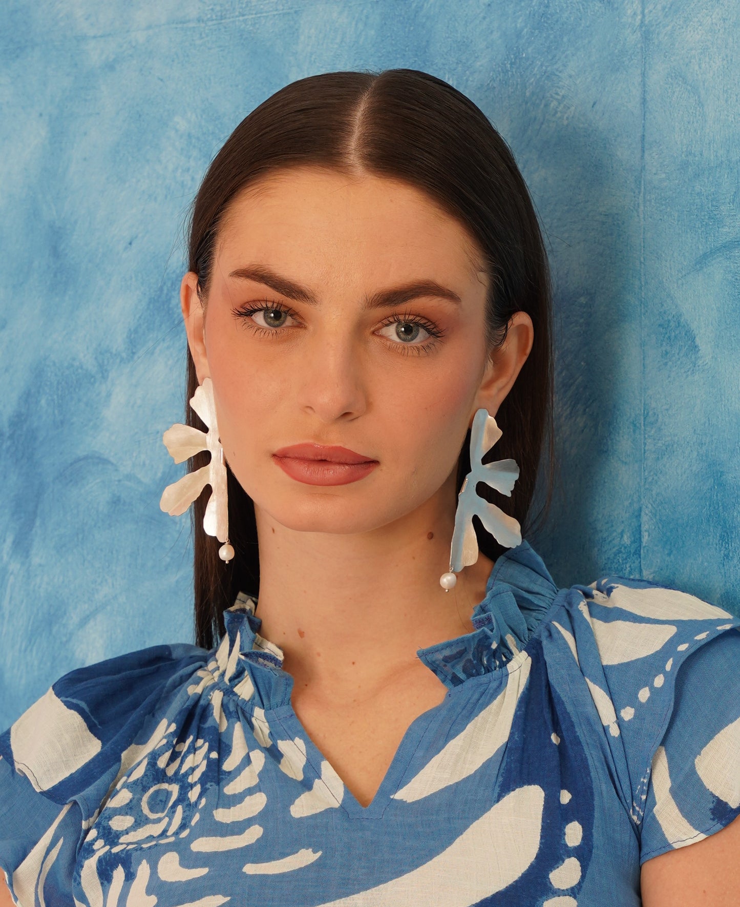 Silver Half Flower Earrings