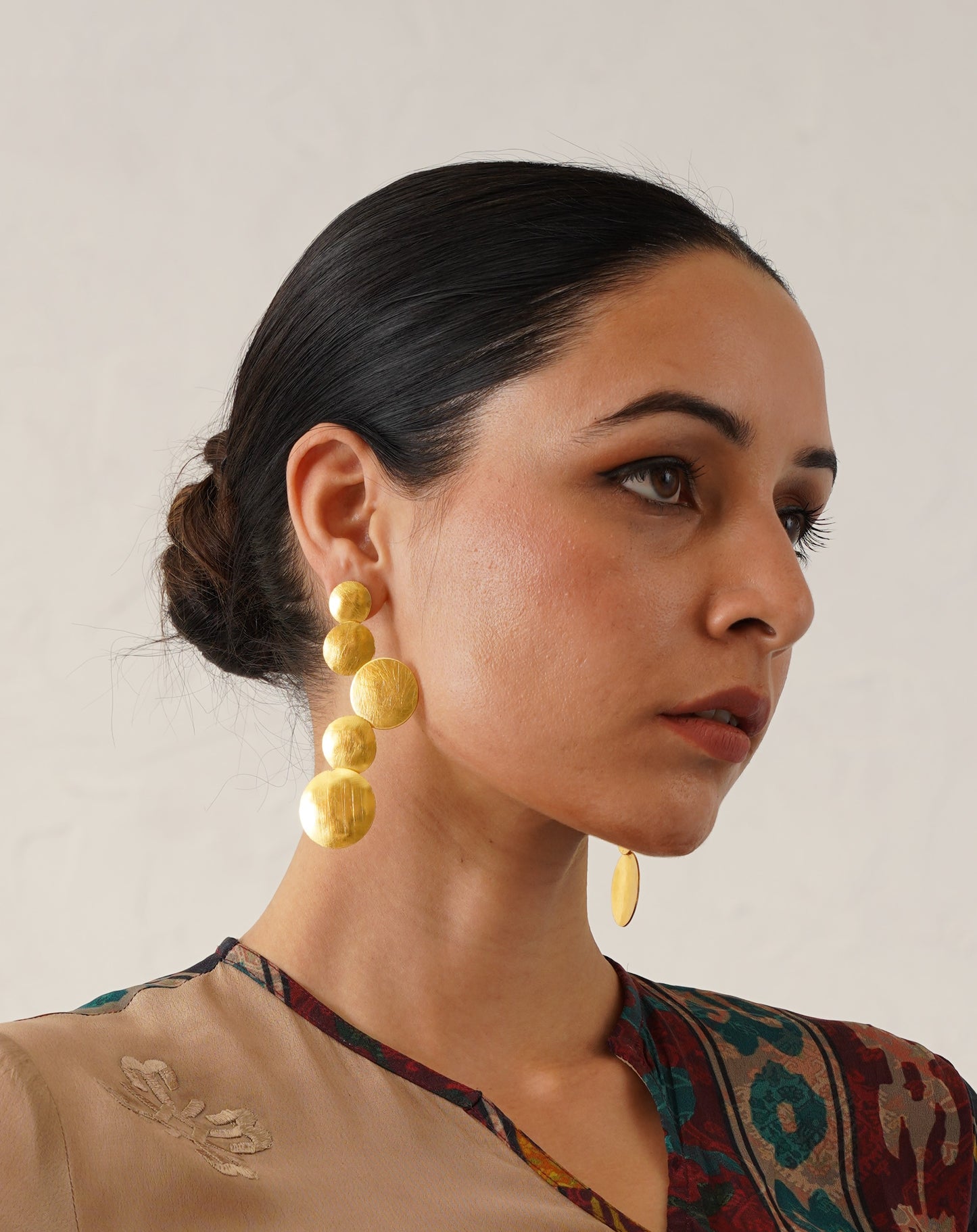 Golden Cascade Circle Earrings