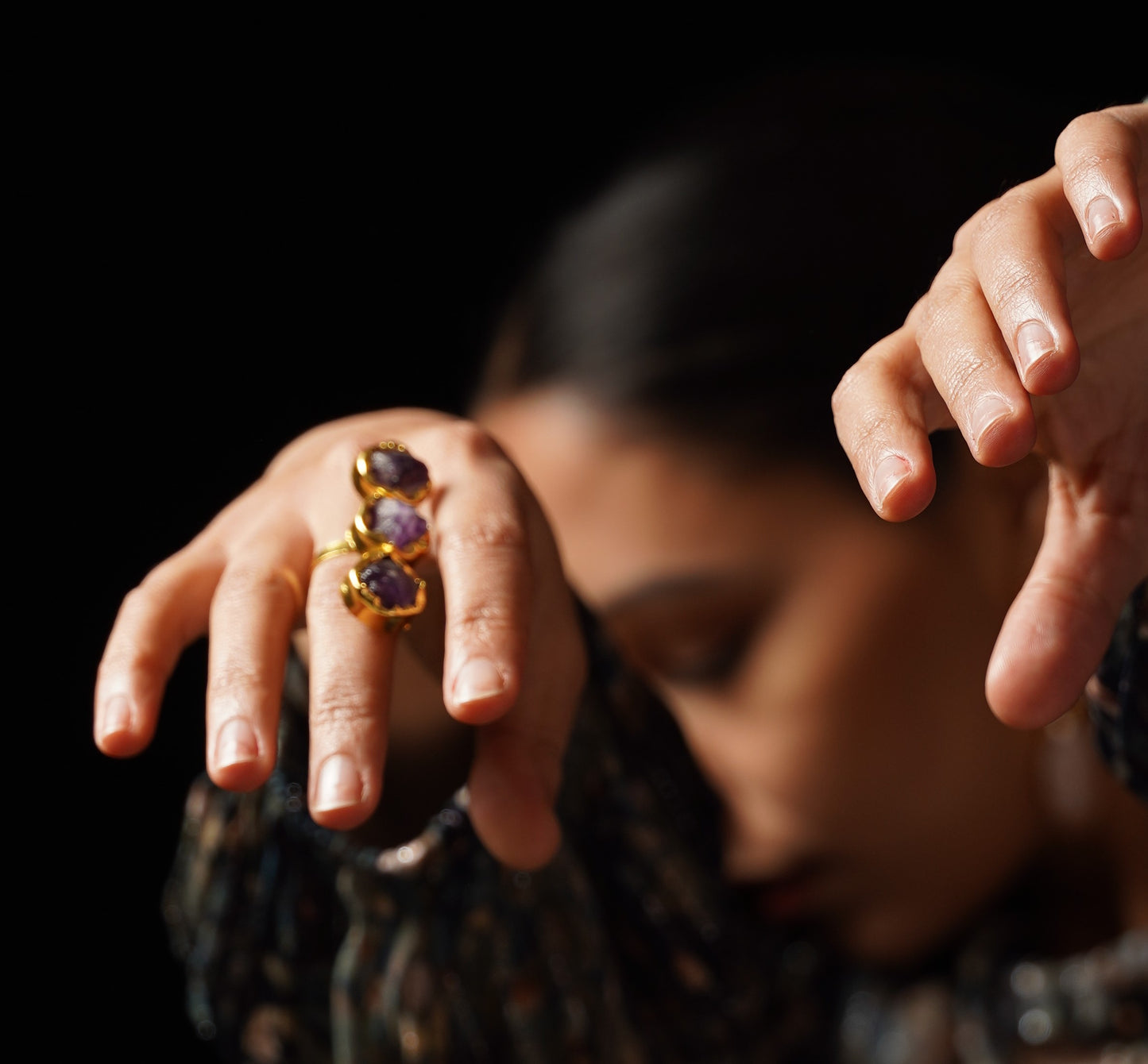 Amethyst Three Layered Ring