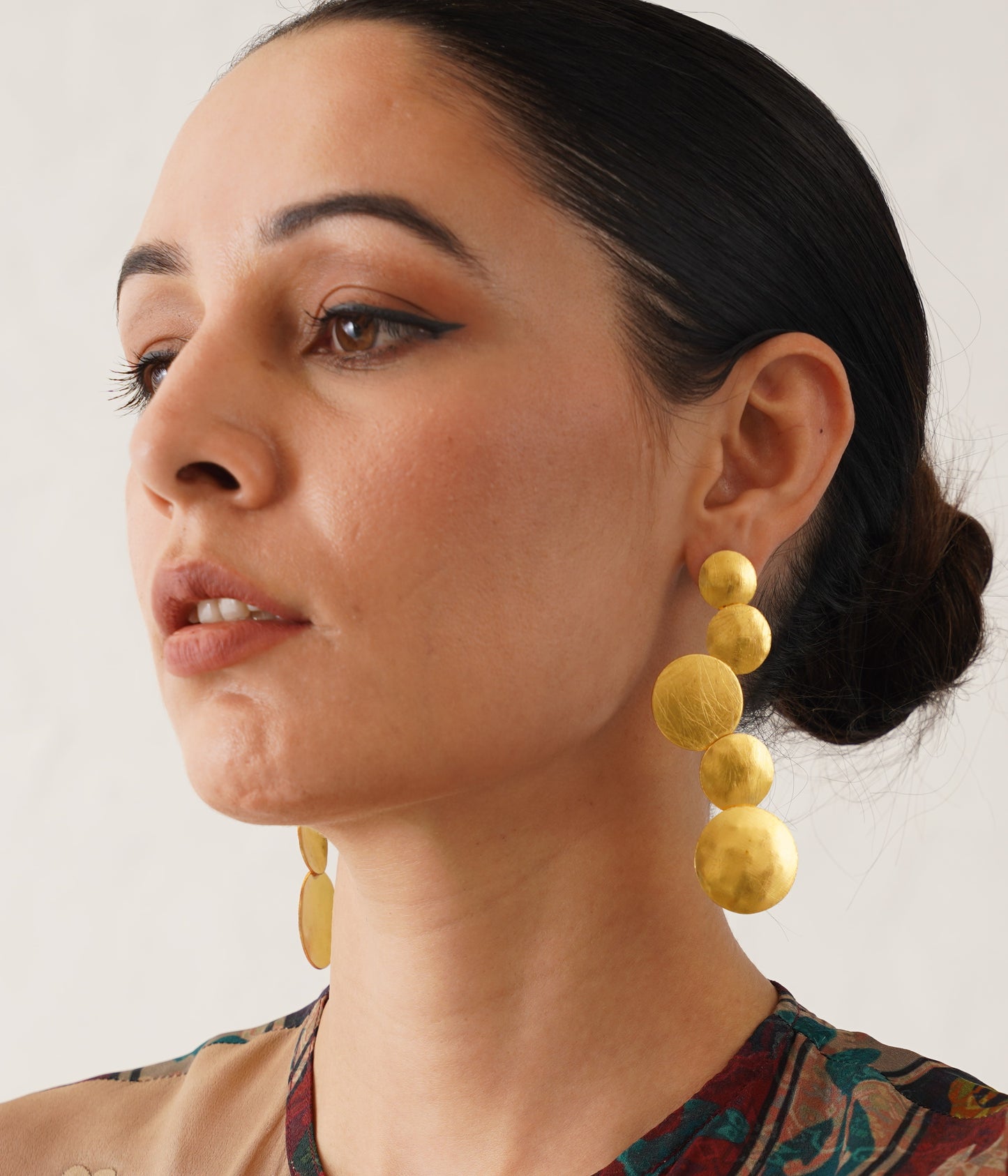 Golden Cascade Circle Earrings