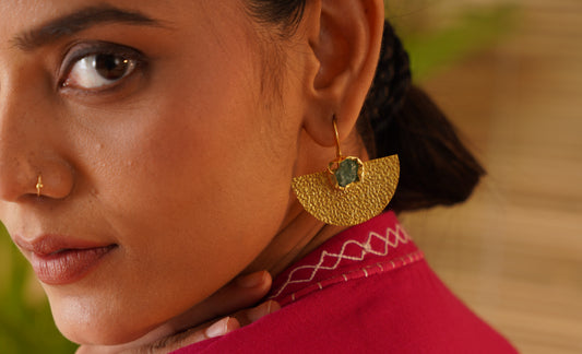 Semi Circle Green Earrings